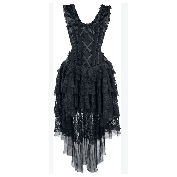 Burleska Dresses & Skirts - Burleska Gothic Victorian Witchy Cabaret RenFair Black Lace Corset Dress Sz 34